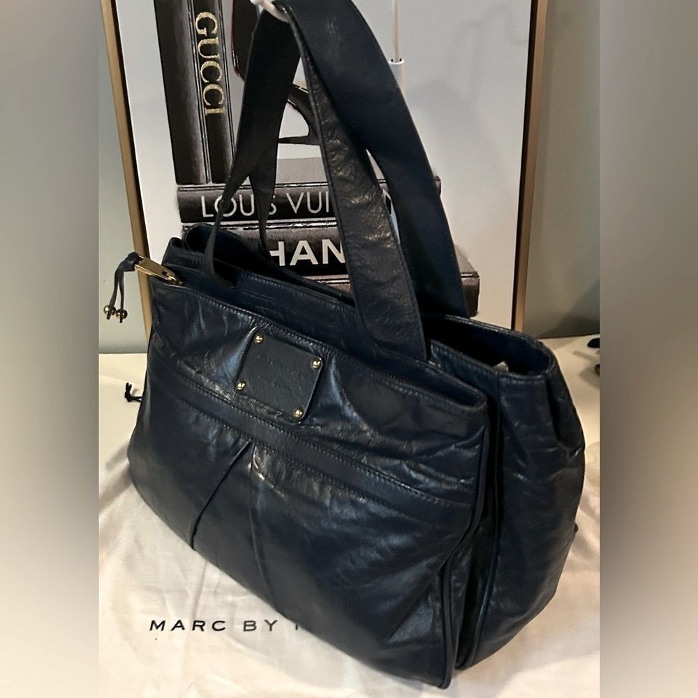 Marc Jacobs blue Leather Shoulder Bag structured Tote - Picture 5 of 12